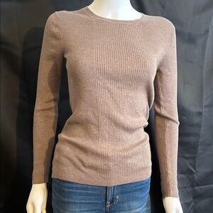 Banana Republic Beige Ribbed Crew Neck Top